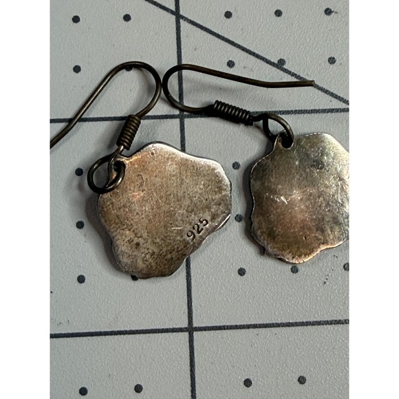 Vintage Sterling Silver Earrings Fancy Swirls Dangle Hook Earrings 925 - Picture 3 of 3